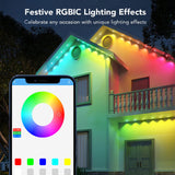 Llamau 50FT Permanent Outdoor Lights - IP65 Waterproof RGB Eaves Lights with Smart App/Remote Control,for Christmas, All Holiday Party, Daily and Accent Lighting, House Roof and Garden Decoration Llamau