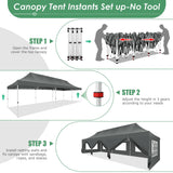 COBIZI Canopy Tent 10x30 Pop Up Canopy with 8 Removable Sidewalls Party Tents for Parties Wedding Patio Commercial Waterproof and UV50+ Ez Outdoor Instant Gazebo with Roller Bag & 4 Sandbags(Grey COBIZI