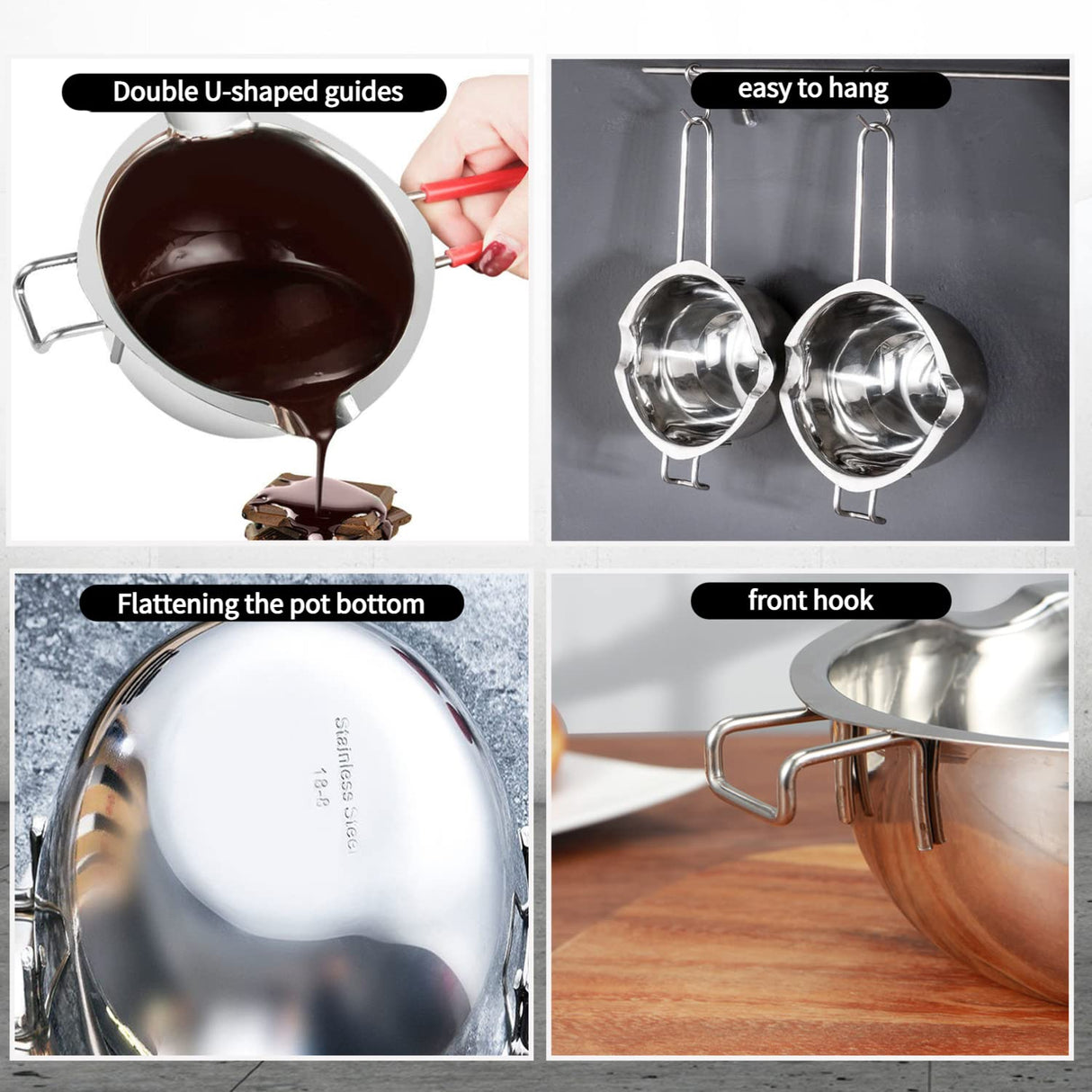 480ML Stainless Steel Double Boiler Universal Melting Pot for Melting Chocolate, Candy, Candle, Soap and Wax(304 Steel) QXSFRKG