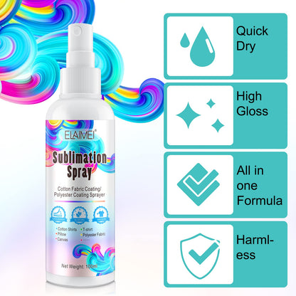 100ml Sublimation Spray, Sublimation Coating Spray for All Fabric, Including 100% Cotton, Polyester, Carton, Tote Bag, Pillows, Mugs, Canvas, Quick Dry & Super Adhesion, High Gloss Vibrant Color