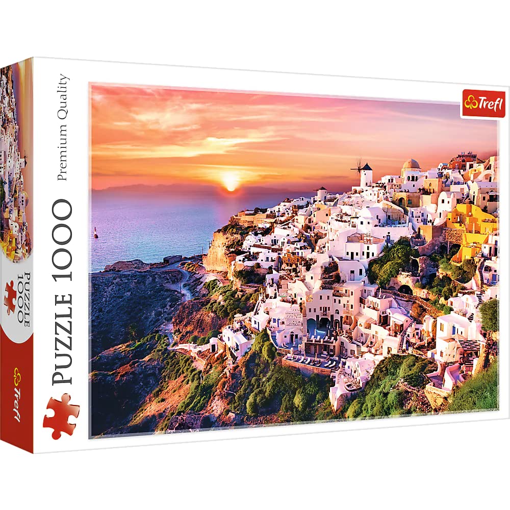 Trefl Sunset Over Santorini 1000 Piece Jigsaw Puzzle Red 27"x19" Print, DIY Puzzle, Creative Fun, Classic Puzzle for Adults and Children from 12 Years Old Trefl
