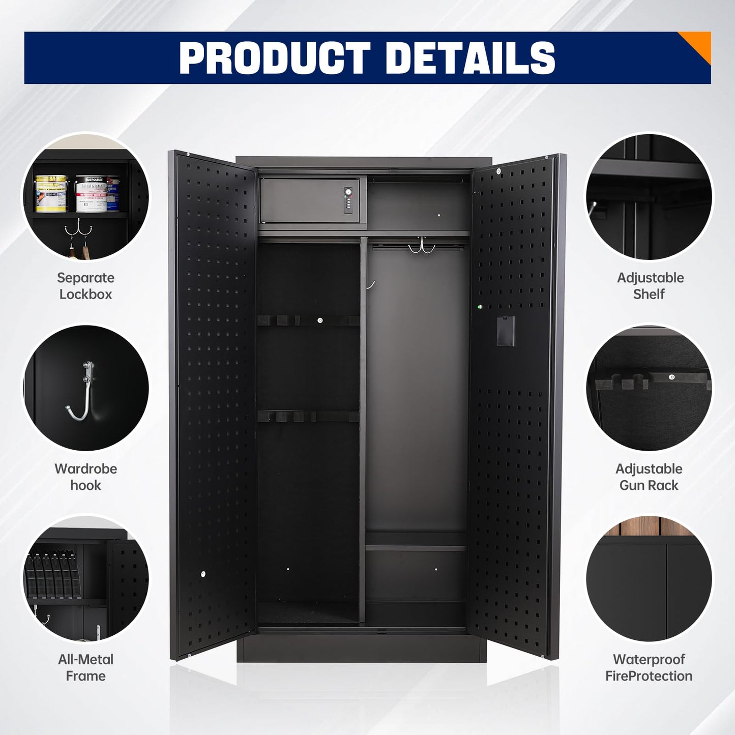 Yizosh Large Gun Safe for Home Rifle and Pistol,Quick Access Gun Safe,Gun Cabinet with Removable Shelf,Gun Cabinet,Rifle Safe