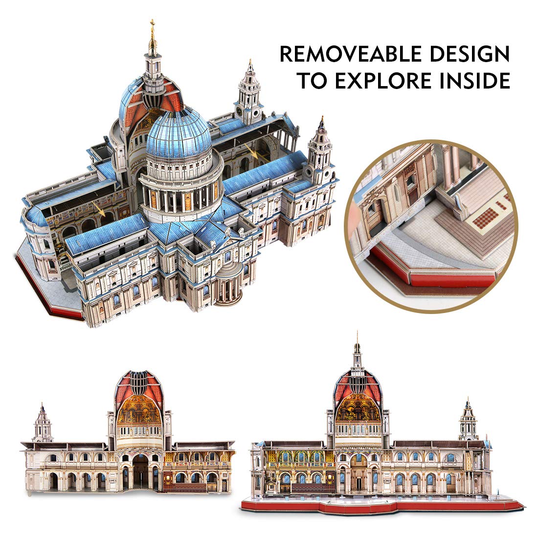 CubicFun 3D Puzzle - Large Saint Paul's Cathedral 3D Puzzles for Adults - Half-Opening Architecture, Enjoy Interior Views - Anniversary/Wedding/Souvenir/Birthday/Christmas/Teacher Gifts - 643 Pieces CubicFun