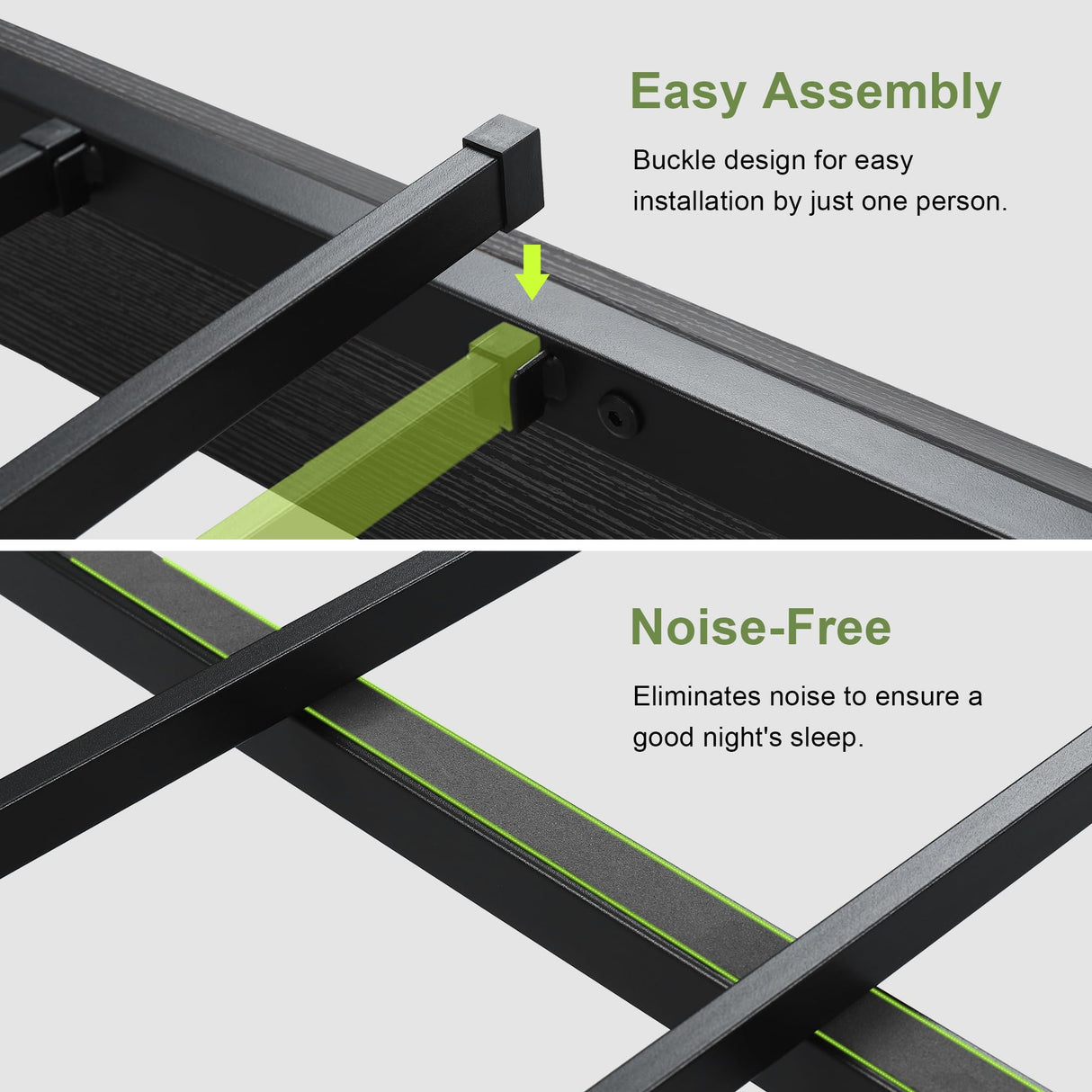 Feonase Floating Bed Frame Queen Size with Led Lights and Charging Station, Wood Queen Bed Frame with Storage Headboard, Heavy Duty Metal Slats, No Box Spring Needed, Easy Assembly, Black Feonase