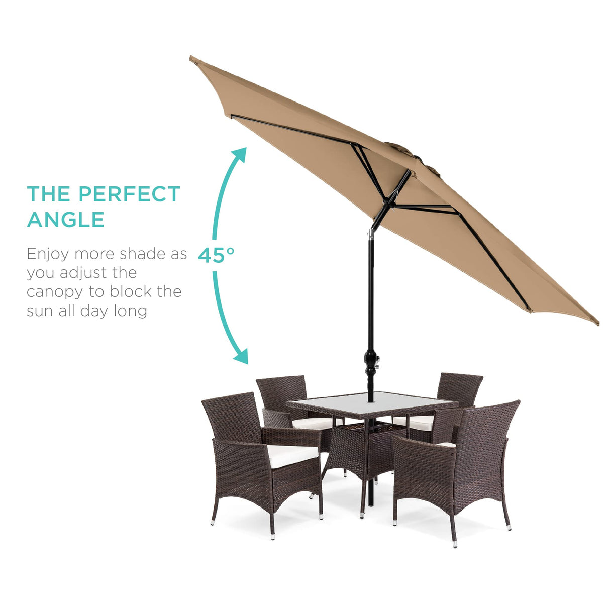 Best Choice Products 10ft Outdoor Steel Polyester Market Patio Umbrella w/Crank, Easy Push Button, Tilt, Table Compatible - Tan Best Choice Products