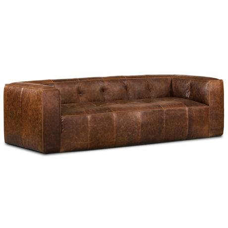 POLY & BARK Capa 92" Sofa – Chocolate Brown Full-Grain Pure-Aniline Italian Leather, Boxy Modern Design, Feather-Fiber Cushions, Solid Wood Frame POLY & BARK