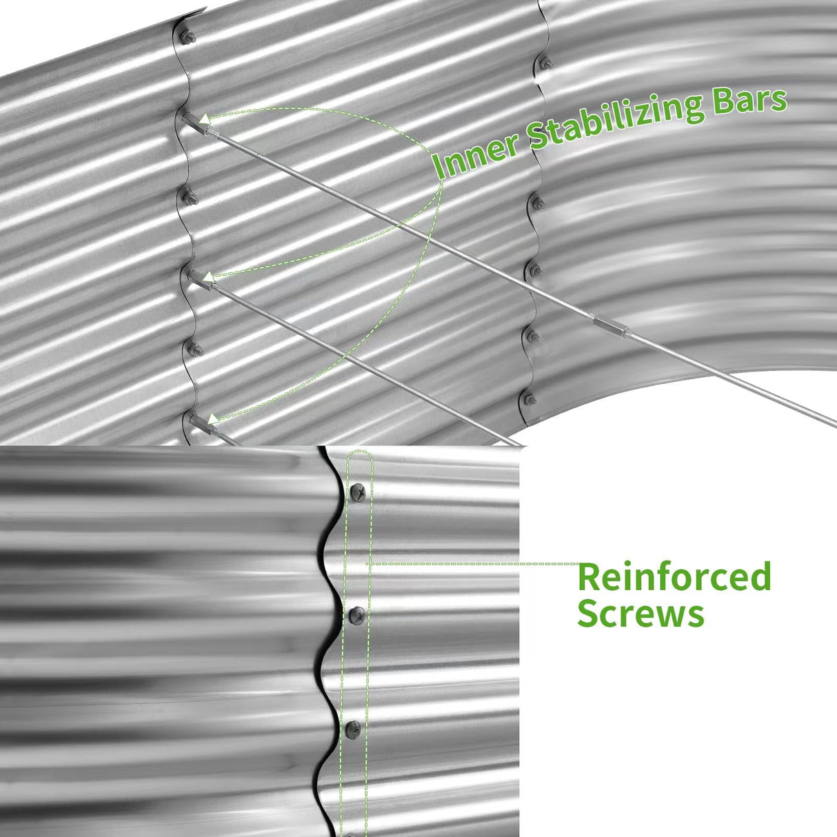 Land Guard 24“ Tall Galvanized Raised Garden Bed Kit, Galvanized Planter Garden Boxes Outdoor, Oval Large Metal Raised Garden Bed for Vegetables (Classic Silver, 4×2×2ft) Land Guard