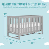 Dream On Me Arlo 5-in-1 Convertible Crib in Pebble Grey, JPMA Certified, 3 Mattress Height Settings, Non-Toxic Finish, Made of Sustainable and Sturdy Pinewood Dream On Me
