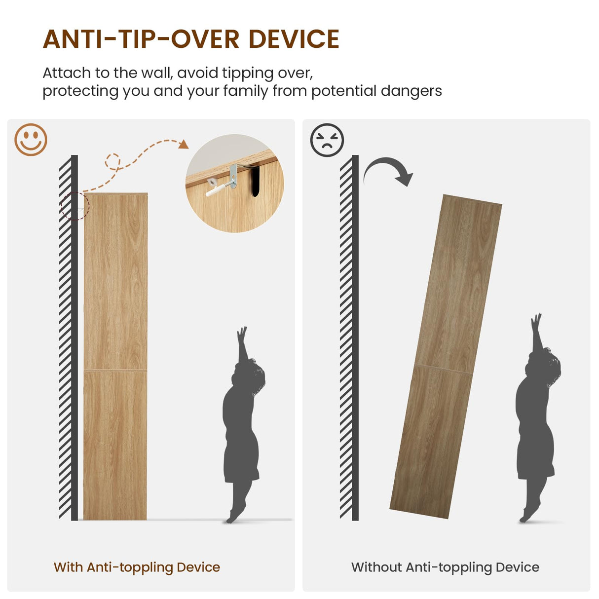 Iwell Tall Storage Cabinet with 2 Adjustable Shelves & Large Drawer, Rattan Cabinet with 4 Doors, Pantry Cabinets for Dining Room, Living Room, Home Office, Natural Iwell