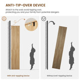 Iwell Tall Storage Cabinet with 2 Adjustable Shelves & Large Drawer, Rattan Cabinet with 4 Doors, Pantry Cabinets for Dining Room, Living Room, Home Office, Natural Iwell