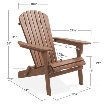 Casafield Folding Adirondack Chair, Set of 4 Cedar Wood Outdoor Fire Pit Lounge Chairs for Patio, Deck, Yard, Lawn and Garden Seating, Partially Pre-Assembled - Espresso - WoodArtSupply