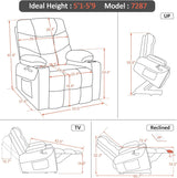 MCombo Power Lift Recliner Chair with Extended Footrest for Elderly People, Faux Leather 7287 (Dark Grey, Medium-Regular) MCombo