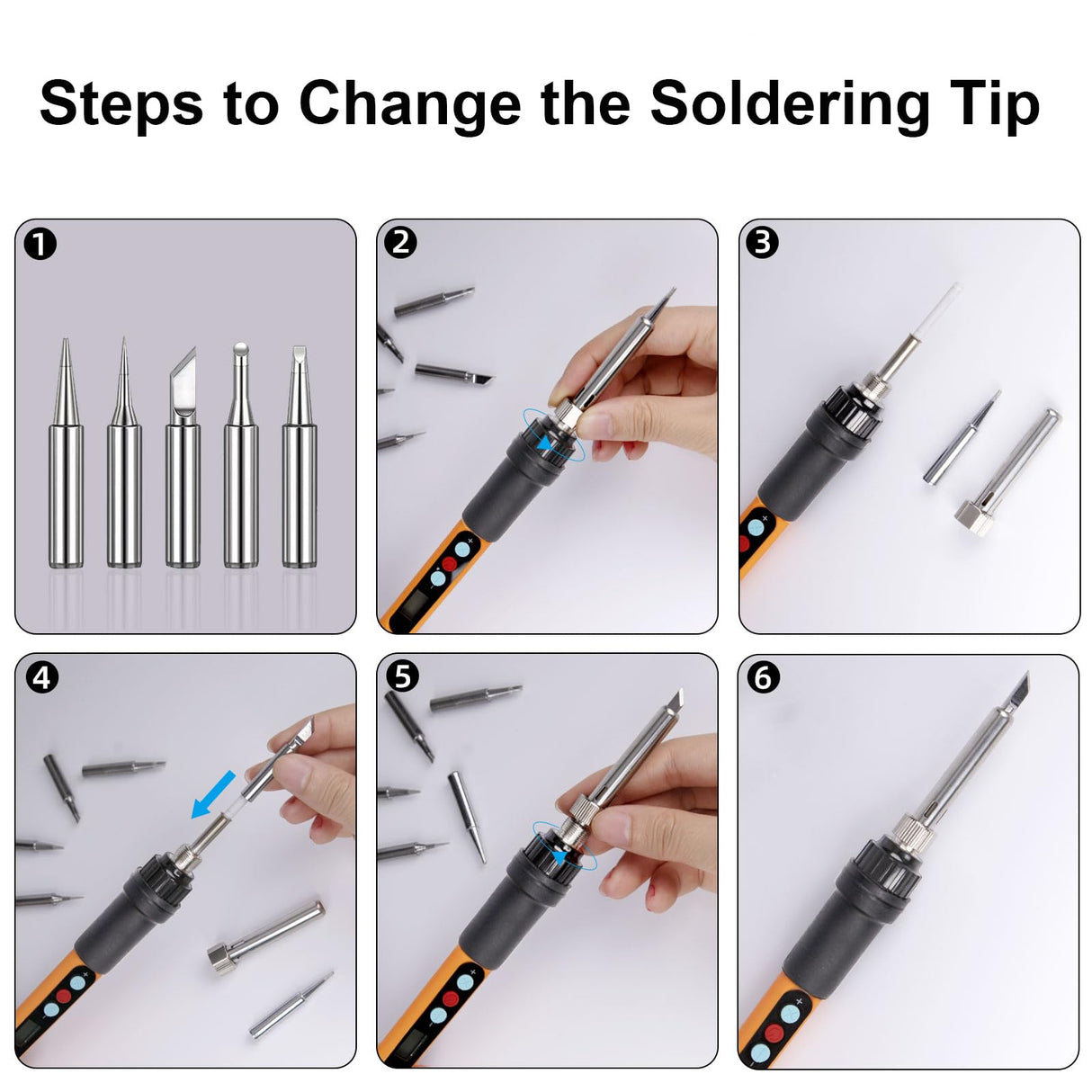 Soldering Iron Kit, 90W Soldering Iron LCD Adjustable Temperature, 13 in 1 Soldering Welding Iron Gun Kit with 5 Tips, Flux, Desoldering Pump, Stand, Tweezers, Wire Cutter, Solder Wire, Sponge, 110V HANDSKIT