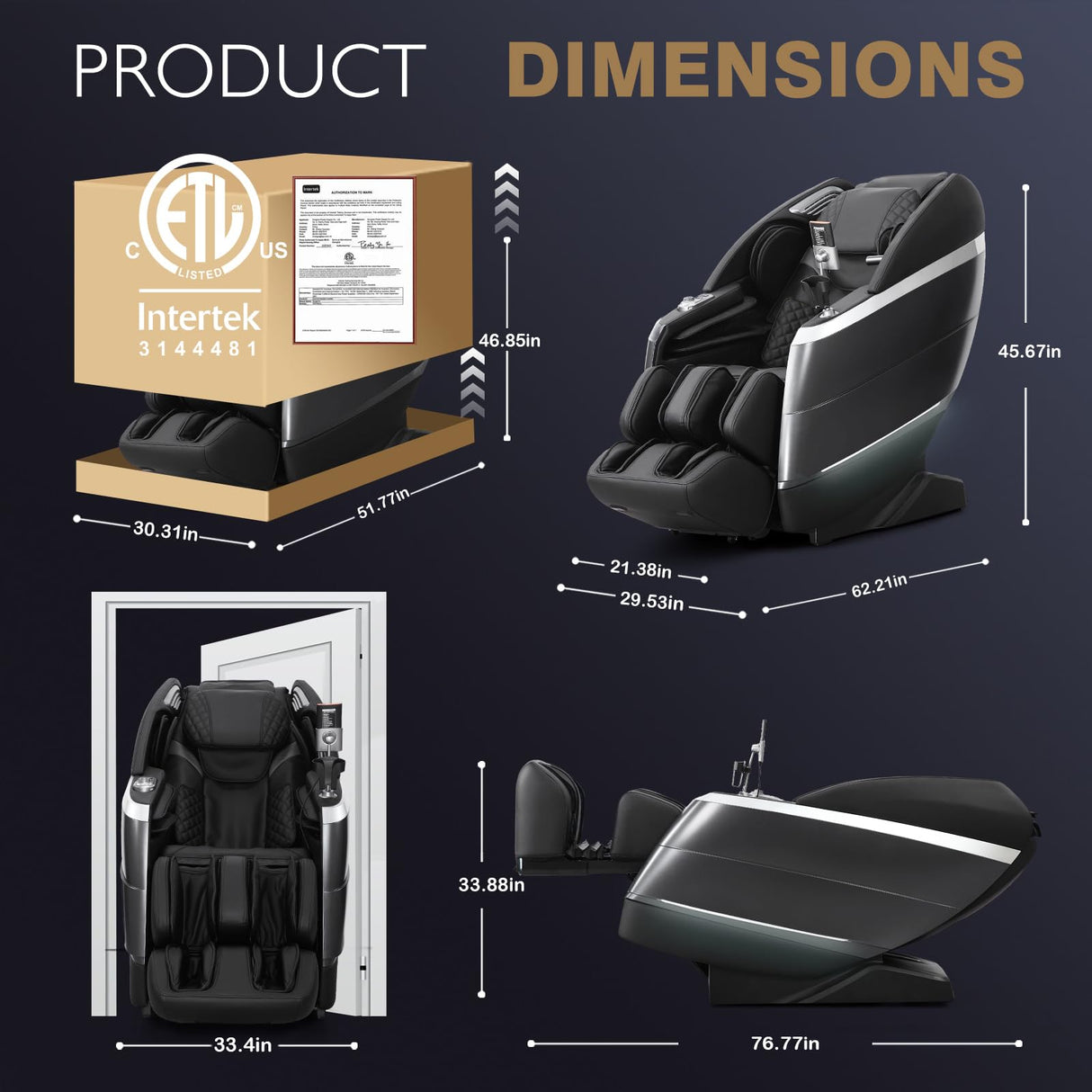 4D Zero Gravity Massage Chair with Deep Tissue Knead & Body Scan - 55" SL-Track Full Body Shiatsu Massage Recliner with Heating, 36 Airbags & Voice Control - 18 Auto Modes & 11 Techniques (Black) RlxwizRevi
