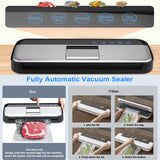 Powerful Vacuum Sealer Machine, One-Touch Automatic Food Sealer with 15 Bags, Dry/Moist/Seal/Manual/External Vac, 7MM Heating wire, Compact Easy-Clean for Food Storage and Sous Vide TEZILON