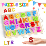 Zeoddler Alphabet Puzzles, Wooden Puzzles for Toddlers, ABC Shape Puzzles for Kids, Preschool Learning Activities, Gift for Girls Boys Zeoddler