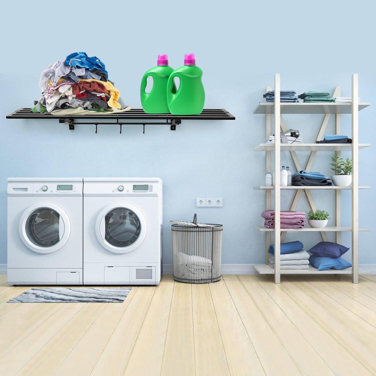 Leekimid 2-Pack 1X4 FT Garage Shelving Wall Mounted Holds Up to 800 Lbs Heavy Duty Wall Shelf, Black Metal Floating Adjustable Wall System Shelves for Garage Storage, Shed Leekimid