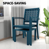 IDEALHOUSE Patio Bistro Set 3 Piece, Bistro Table and Chairs Set of 2 Outdoor, Small Patio Furniture Sets with Coffee Table for Balcony, Front Porch, Apartments, Deck, Backyard, Blue IDEALHOUSE