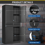 Fesbos 71" Metal Cabinet-Black Heavy Duty Storage File Cabinet Steel Tool Cabinets with Shelves, Lockable Doors and Drawers- for Garage, Pantry, Warehouse - Assembly Required Fesbos