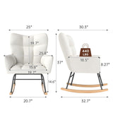 Skandiquip Nursery Rocking Chair, Rocking Chairs for Nursery, Baby Rocker Chair, Glider Rocker, Anti-Tip Safety Design, 440 Lb Weight Capacity, Cotton Fabric Cover, White Skandiquip