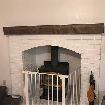 Fireplace Mantel, Rustic, Shelf, Floating Mantle, Real Wood, Beam, URBANDI (Dark Brown, 72Lx6Hx8D)