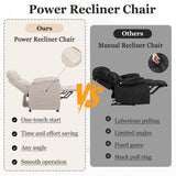 Electric Nursery Recliner Chair with Remote Control, Blue Power Recliner Chairs with Side Pockets. Small RecinerChairs for Adults, Mini Reclining Chair for Bedroom Living Room (Beige) HRVEOCEI