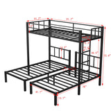 Bellemave Twin Over Twin Over Twin Bunk Bed for 3 Kids, Heavy Duty Triple Bunk Bed with Guardrails and Ladder, Twin Over Twin Over Twin Triple Bunk for Kids, Teens, Black Bellemave