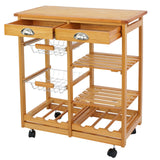 ZENY 4-Tier Stylish Wooden Kitchen Storage Cart with Drawers & Baskets ZENY