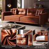 Skipity Sigmo 92" King Pull Out Sofa Bed, PU Leather Convertible Sleeper Couch with Tufted Design, Oversized 4-Seater Modern Mid Century Sectional Couch for Living Room, Small Spaces, Light Brown Skipity Sigmo
