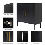 KFO Storage Cabinet with Doors, Black Accent Cabinet, Modern Free Standing Cabinet, Black Sideboard with Metal Base for Bedroom, Living Room, Kitchen and Office KFO