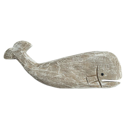 GAPLUM Rustic Wooden Carved Whale Tabletop Statue, Rustic Wooden Decorative Whale Figurine Carving Sculpture, Wooden Whale Nautical Ocean Beach Coastal Themed Home Decor-12''L