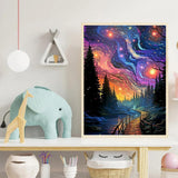 Starry Sky Diamond Painting Kits for Adults - Starry Night Diamond Art Kits for Adults, Round 5D Abstract Landscape Gem Art Kit for Adult DIY Crafts Kit for Home Wall Decor Gifts (16x12 inch) xackcme