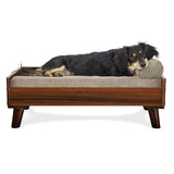 Furhaven Elevated Dog Bed Frame for 30" x 20" Medium Dog Beds, Easy Assembly - Mid-Century Modern Bed Frame - Walnut, Medium Furhaven
