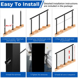 Zylorix 42" One-Stop All Black Cable Railing System Post Kit for Decks(Super Easy DIY), Include 3Pack Stair Posts for 25-35°Stairway, Complete Invisible Cable Railing Kit 1/8" with Cutter(No Handrail) Zylorix