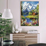 LWZAYS Mountain Paint by Numbers Kit for Adults Beginner, Cabin Adult Paint by Number Kits on Canvas, Mountain Landscape Acrylic Paint by Number Kit for Gift Decor - 16x20Inch LWZAYS