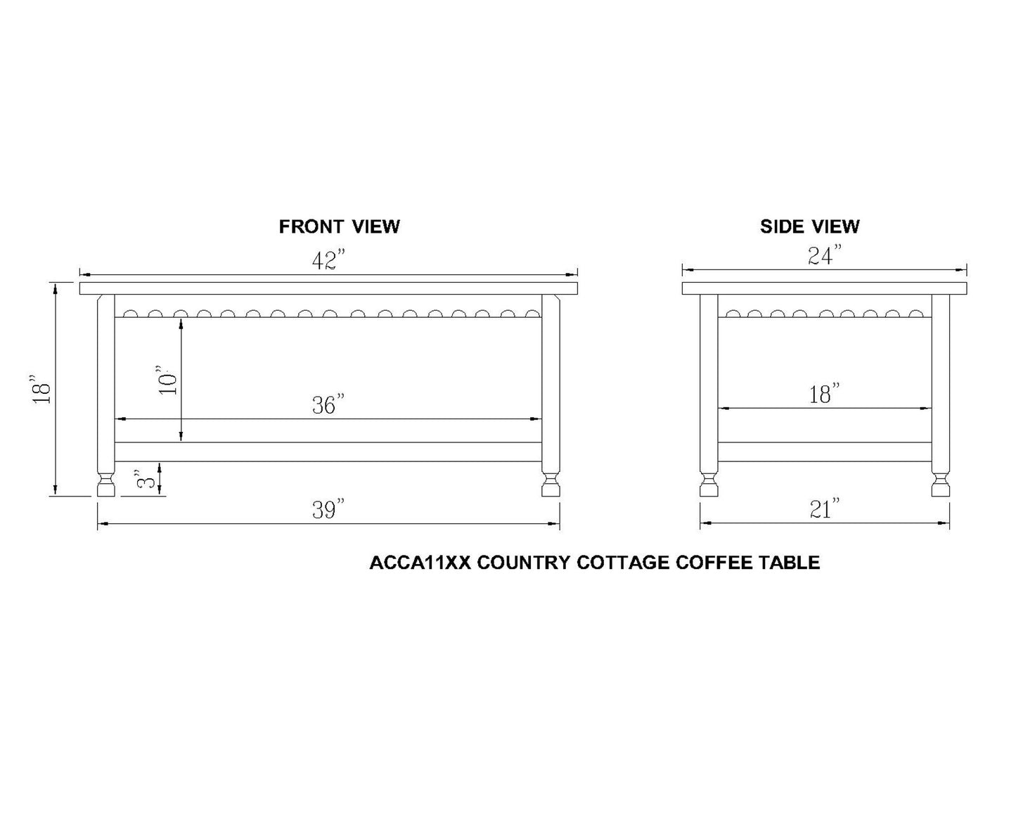 Rustic Rectangluar Coffee Table with 1 Shelf, White Antique - WoodArtSupply