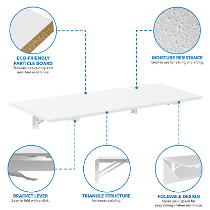 Mount-It! Heavy Duty Wall Mounted Drop Leaf Table, Folding Wall Mounted Desk, Drop Down Table 45x15x7, Floating Desk, Folding Laundry Table for Small Spaces, Home Office, Garage, Basement Kit - WoodArtSupply