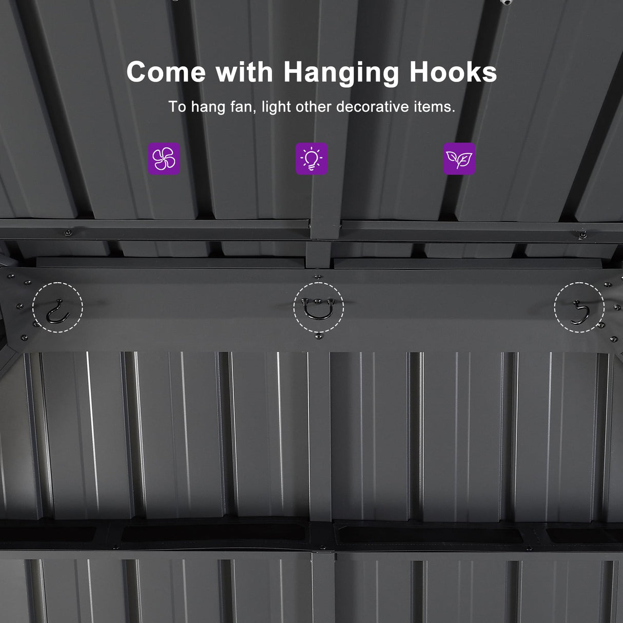 PURPLE LEAF 12' X 16' Solarium Sunroom Permanent Hardtop Screened Gazebo Galvanized Steel Double Roof Aluminum Outdoor Enclosed Gazebo for Hot Tub Lawn Deck Backyard Grey PURPLE LEAF