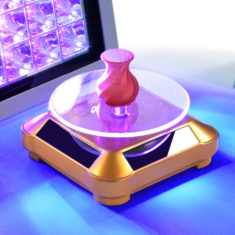 FASTTOBUY Solar Display Stand Turntable, Double Used Rotating Display for UV Resin Curing Light LCD/SLA/DLP 3D Printer Solar Power Jewelry Spinner Watch Hobby Collection Shelf FASTTOBUY