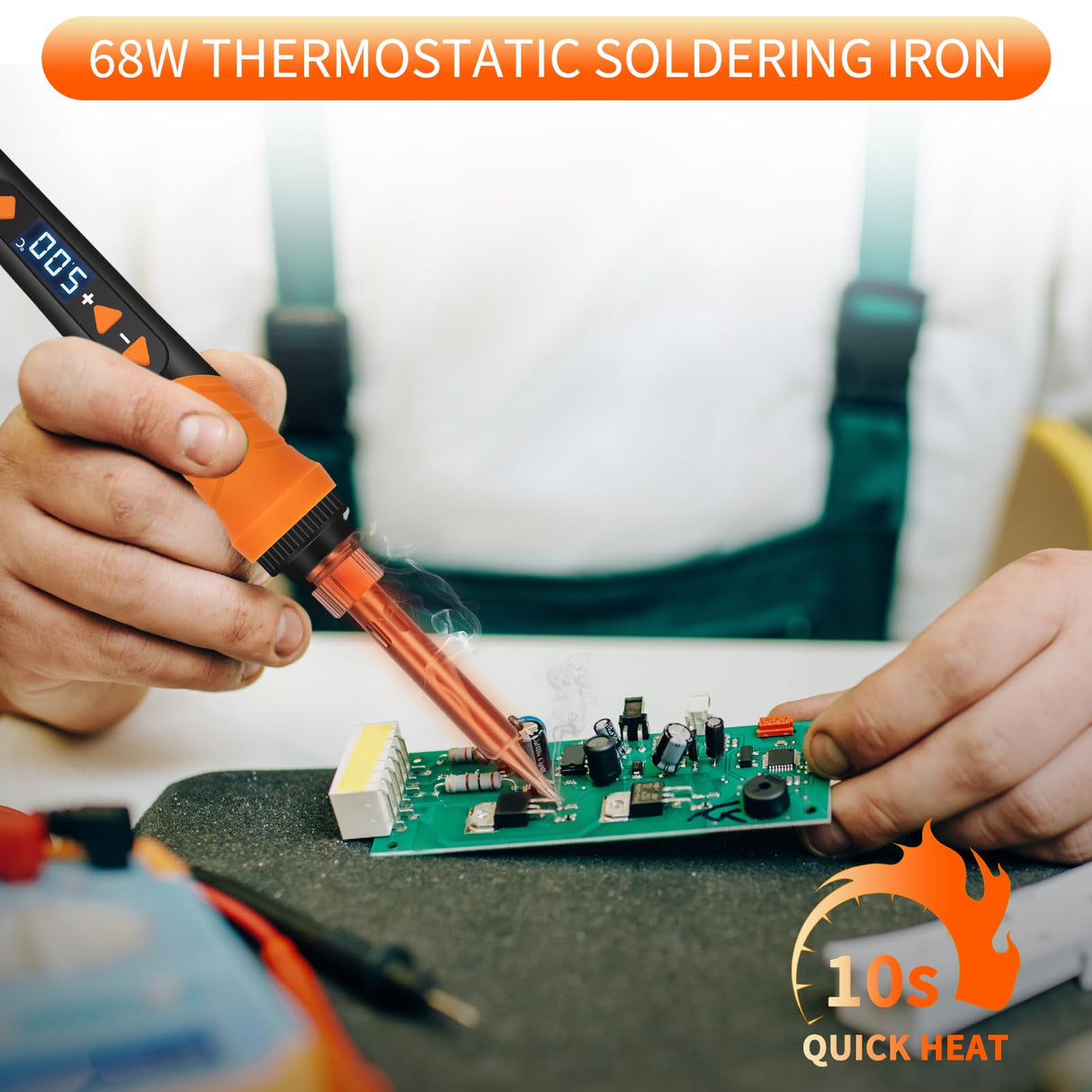 Soldering Iron Kit, 68W 12-in-1 Soldering Kit for Electronics LCD Soldering Tool Adjustable Temperature 392-932℉ Soldering Gun, with 5PCS Soldering Tips, Wire, Sponge, Stand, Flux, Pump and Paste K KERNOWO