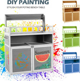 GRAVFORCE Outdoor Potting Bench Table, Garden Potting Benches for Outside Planting Work Bench Table Wooden Storage Plant Table Cabinet Gardening Table for Patio, Garden, Greenhouse, Backyard (Gray) GRAVFORCE