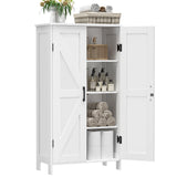 Homleke Farmhouse Bathroom Cabinet with Adjustable Shelves, Free-Standing Storage Cabinet with Barn Doors, for Kitchen, Living Room, Dining Room, Entryway, White Homleke