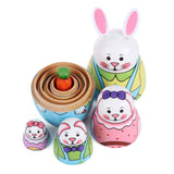 Yoption 5Pcs Russian Matryoshka Dolls Handmade Wooden Rabbit Bunny Nesting Dolls Set for Kids Christmas Easter Birthday Toy Gift Home Decoration (Rabbit) Yoption