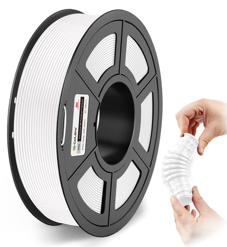 COLIDO Flexible TPU 3D Printer Filament - Shore 95A, 500G Spool, 1.75mm Diameter, Ideal for Durable and Elastic Prints(White,1-Pack) CoLiDo