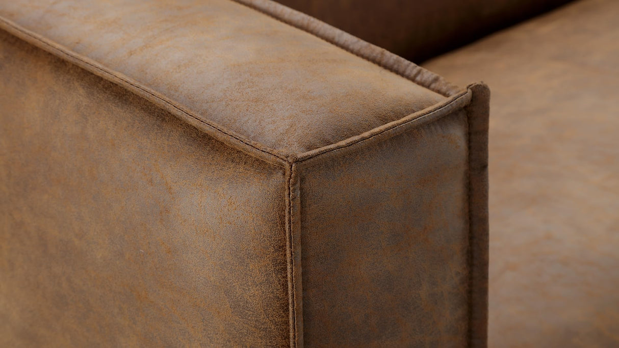 CHERS 83.3" Mid Century Modern Sofa, Luxury French Mixed Fabric Couch with Tight Back, Square Armrest Lounge Sofas for Living Room, Apartment, Bedroom, Office, Chestnut CHERS