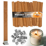 MAQIHAN 100 Wood Wicks for Candles Making - Smokeless Wooden Candle Wicks Crackling Candle Wax Wood Wick mechas para velas de cera Candle Making Wicks for Paraffin Candle Soy Wax Candlemaking(50 Sets) MAQIHAN