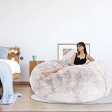 HDMLDP Bean Bag Chair for Adults Kids Without Filling Comfy Fluffy Giant Round Beanbag Lazy Sofa Cover for Reading Chair Floor Chair, 6FT, Grey HDMLDP