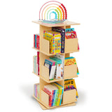 Monläurd® 100% Birch Rotating Bookshelf for Kids, 360° Spinning Montessori Bookcase, Space-Saving Wooden Storage for Nursery, Playroom & Classroom Monläurd