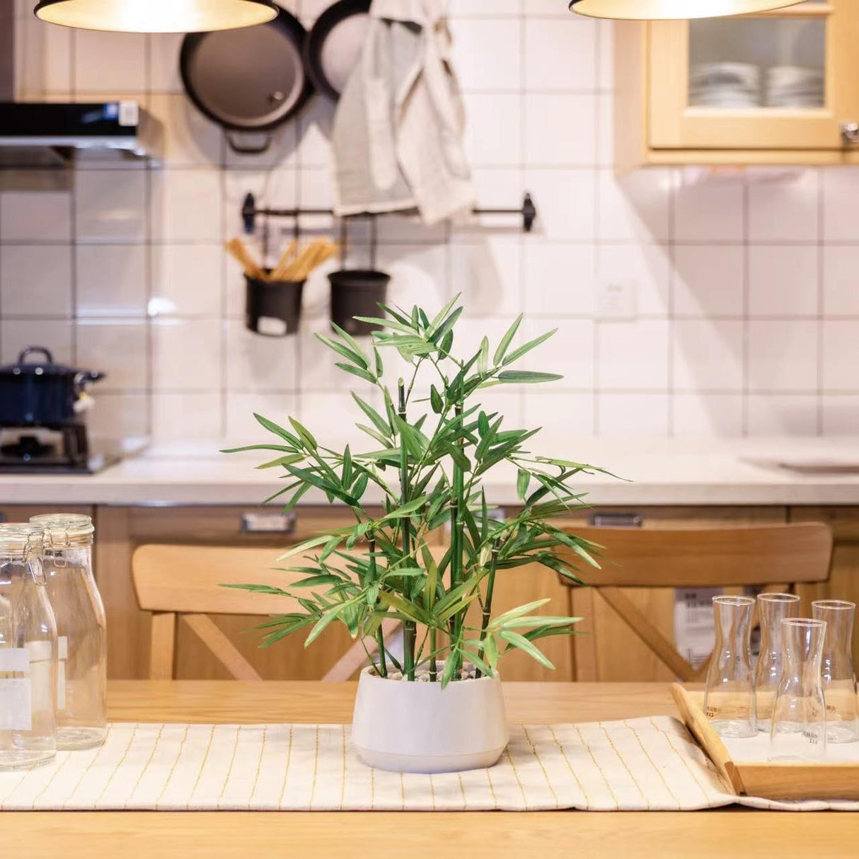 365 Blooming Decor 18 inch Tall White Potted Faux Bamboo Plant- Luxury Artificial Bamboo Tree in White Pot for Home, Office, Kitchen, Counter Top, Indoor Decor, Money Tree, Lucky Bamboo Tree. 365 BLOOMING DECOR INC.