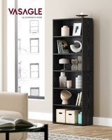 VASAGLE CUSTOS Collection - Bookshelf, 6-Tier Bookcase, Book Shelf, Open Storage Shelf, 9.4 x 23.6 x 63.3 Inches, for Living Room, Home Office, Dinning Room, Ebony Black ULBC166T56 VASAGLE
